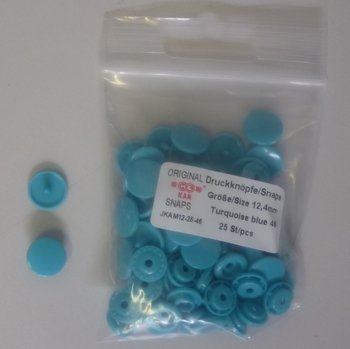 Kamsnap press-buttons 12.4mm (25 pcs), Turquoise Blue 46